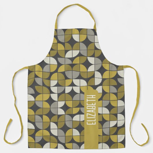 Trendy MCM Half-moonpatroon met goudnaamblok Schort (Voorkant)