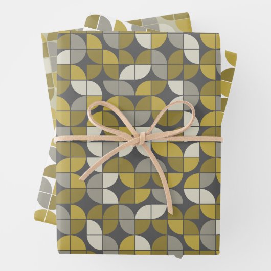 Trendy MCM Halve Maan Patroon - zwart en zwart Inpakpapier Vel (In situ)