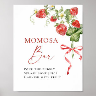 Trendy Meadow Strawberry Baby shower MOMOSA Bar Poster