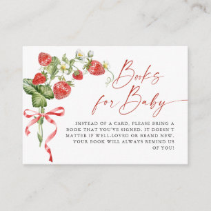 Trendy Meadow Strawberry Boeken voor Baby shower Informatiekaartje