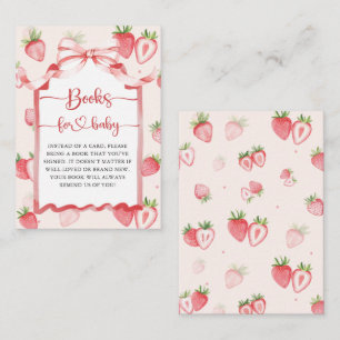 Trendy Meadow Strawberry Boeken voor Baby shower Informatiekaartje