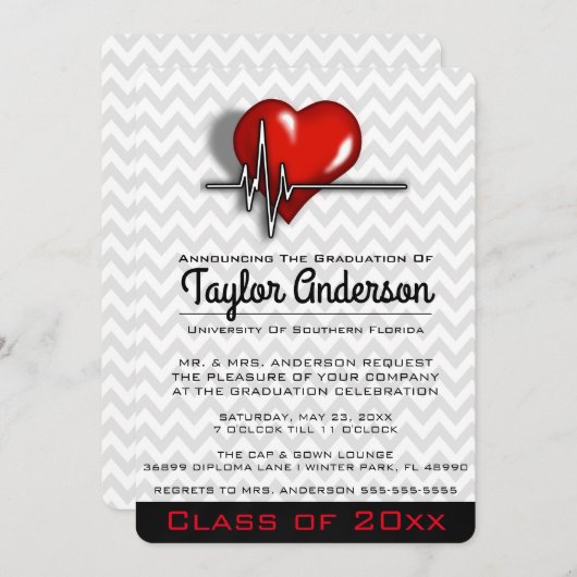 Trendy Medical School Afstuderen Aankondiging (Voorkant / Achterkant)