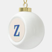 Trendy Medium Blue 3D Initiaal Letter | Linnen kle Keramische Bal Ornament (Rechts)