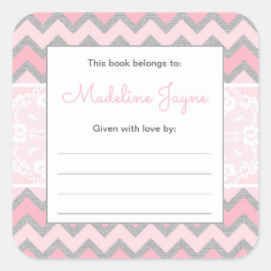Trendy Meisje Baby shower Bookplate sticker