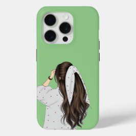 Trendy Meisje Illustratie - Stijlvol groen design iPhone 15 Pro Case