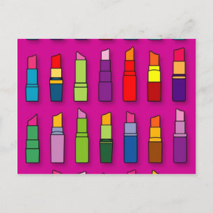 Trendy, meisjesachtige lippenstiften patroon briefkaart