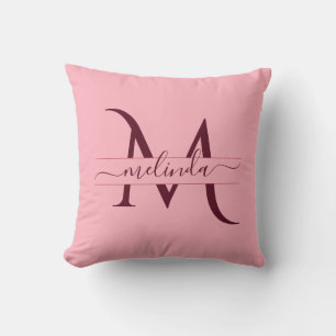 Trendy Merlot Bourgondië Roze Monogram Feminin Kussen