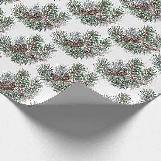Trendy Merry Christmas Pine Cones and Branches Cadeaupapier (Hoek)