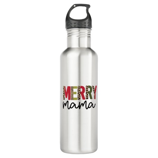 Trendy "Merry Mama" kerstvakantie Waterfles (Voorkant)