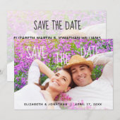 Trendy met de hand geschreven foto save the date kaart (Voorkant / Achterkant)