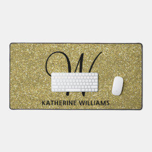 Trendy Metallic Glitter Goud Licht Monogrammed Bureaumat