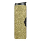 Trendy Metallic Glitter Goud Licht Monogrammed Thermosbeker (Gedraaid links)