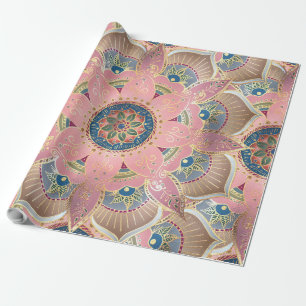 Trendy Metallic Gold en Pink Mandala Design Cadeaupapier