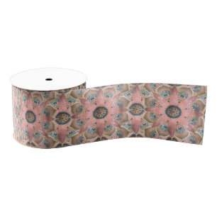 Trendy Metallic Gold en Pink Mandala Design Grosgrain Lint