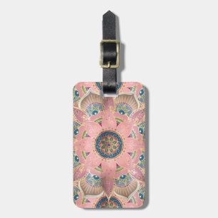 Trendy Metallic Gold en roze Mandala Design Bagagelabel