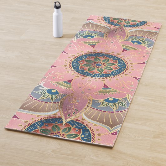 Trendy Metallic Gold en roze Mandala Design Yogamat (In situ)