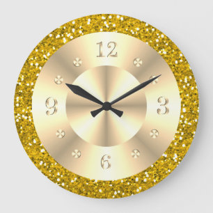 Trendy Metallic Goud Glitter Sparkle Glam Grote Klok