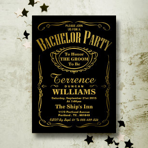 Trendy Metallic Gouden Typografie Bachelorfeest Kaart