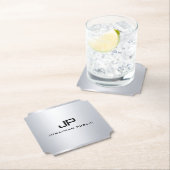 Trendy Metallic look Faux Silver Monogram Sjabloon Kartonnen Onderzetters (Insitu)