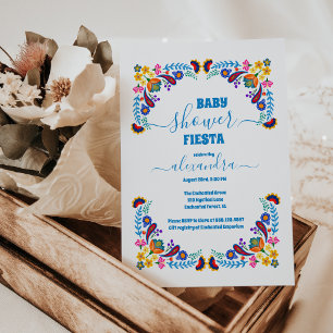 Trendy Mexicaanse Floral Fiesta Meisje Baby shower Kaart