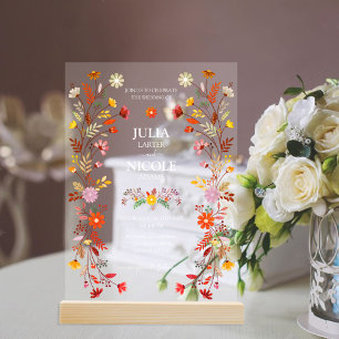 Trendy Mexicaanse Talavera Floral Fiesta bruiloft Acryl Uitnodigingen