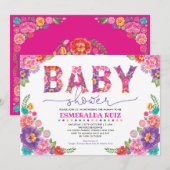 Trendy Mexican Floral Fiesta Girl Baby shower Kaart (Voorkant / Achterkant)