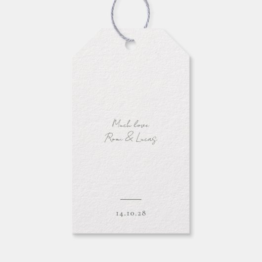 Trendy minimaal script bruiloft dank u cadeaulabel (Achterkant)