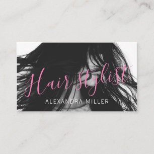 Trendy minimal script haarstylist foto visitekaartje