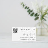 Trendy Minimalist Black & White Registry QR Code Informatiekaartje (Staand voorkant)