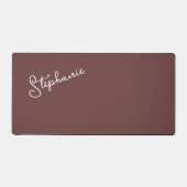 Trendy Minimalist Brown Script gepersonaliseerde n Bureaumat (Voorkant)