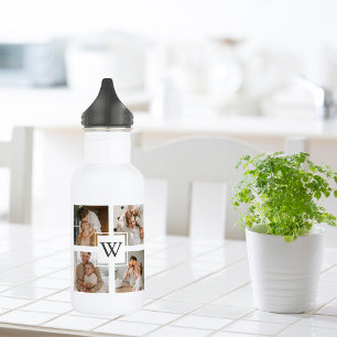 Trendy minimalist Collage Fathers Foto Papa Gift Waterfles