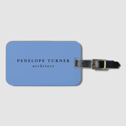 Trendy minimalist Cornflower Blue Professional Bagagelabel (Voorkant (horizontaal))