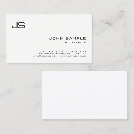 Trendy minimalist Creative Elegant Monogram Plain Visitekaartje (Voorkant / Achterkant)