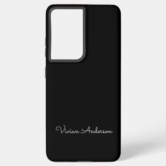 Trendy Minimalist Modern Black Script Custom Name Samsung Galaxy Hoesje (Achterkant)