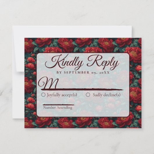 Trendy Minimalist Peonies  Fall Wedding  RSVP Kaartje (Voorkant)
