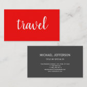 Trendy Minimalist Red Gray Plain Travel Agent Visitekaartje (Voorkant / Achterkant)