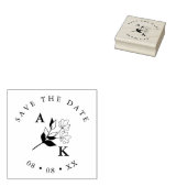 Trendy Minimalist Wedding Wildflower Initialen Rubberstempel (Gestempeld)