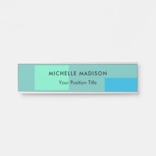 Trendy minimalistisch groen blauw deurbordje