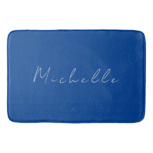 Trendy minimalistisch modern handgeschreven blauw badmat