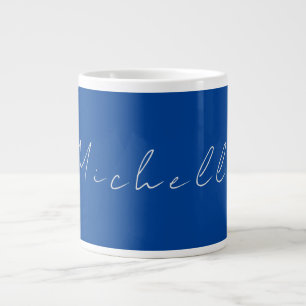 Trendy minimalistisch modern handgeschreven blauw extra grote beker