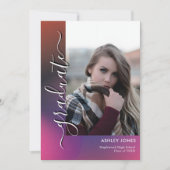 Trendy Minimalistisch Script Multi-Foto Afstudeerd Aankondiging (Voorkant)