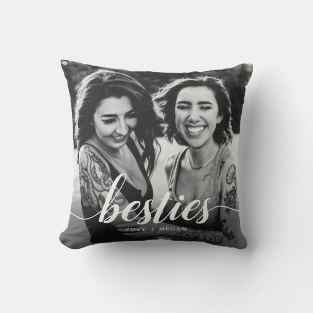 Trendy minimalistische besties elegante script fot kussen (Voorkant)
