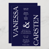 Trendy minimalistische bruiloft uitnodiging (Voorkant / Achterkant)