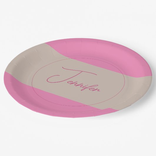 Trendy minimalistische moderne eenvoudige pastelkl papieren bordje (Gekanteld)