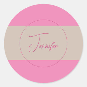Trendy minimalistische moderne eenvoudige pastelkl ronde sticker
