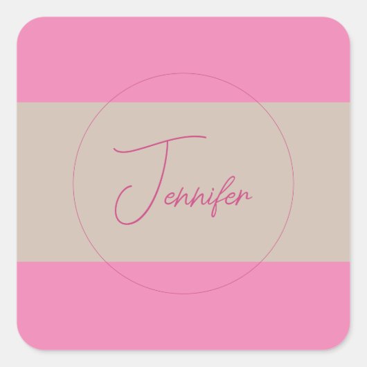 Trendy minimalistische moderne eenvoudige pastelkl vierkante sticker (Voorkant)