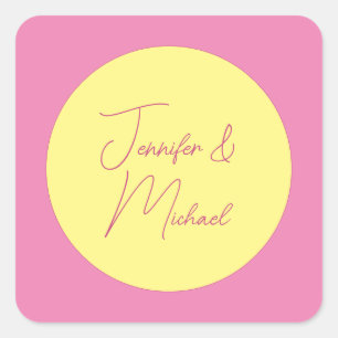 Trendy minimalistische moderne eenvoudige pastelkl vierkante sticker