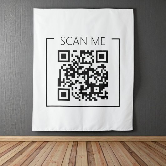 Trendy minimalistische QR-code Scan Me Business Wandkleed