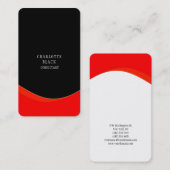 Trendy minimalistische zwart rood wit creatieve vl visitekaartje (Voorkant / Achterkant)