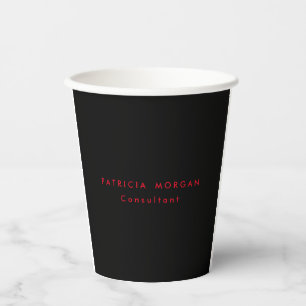 Trendy minimalistische zwarte rode professionele J Papieren Bekers